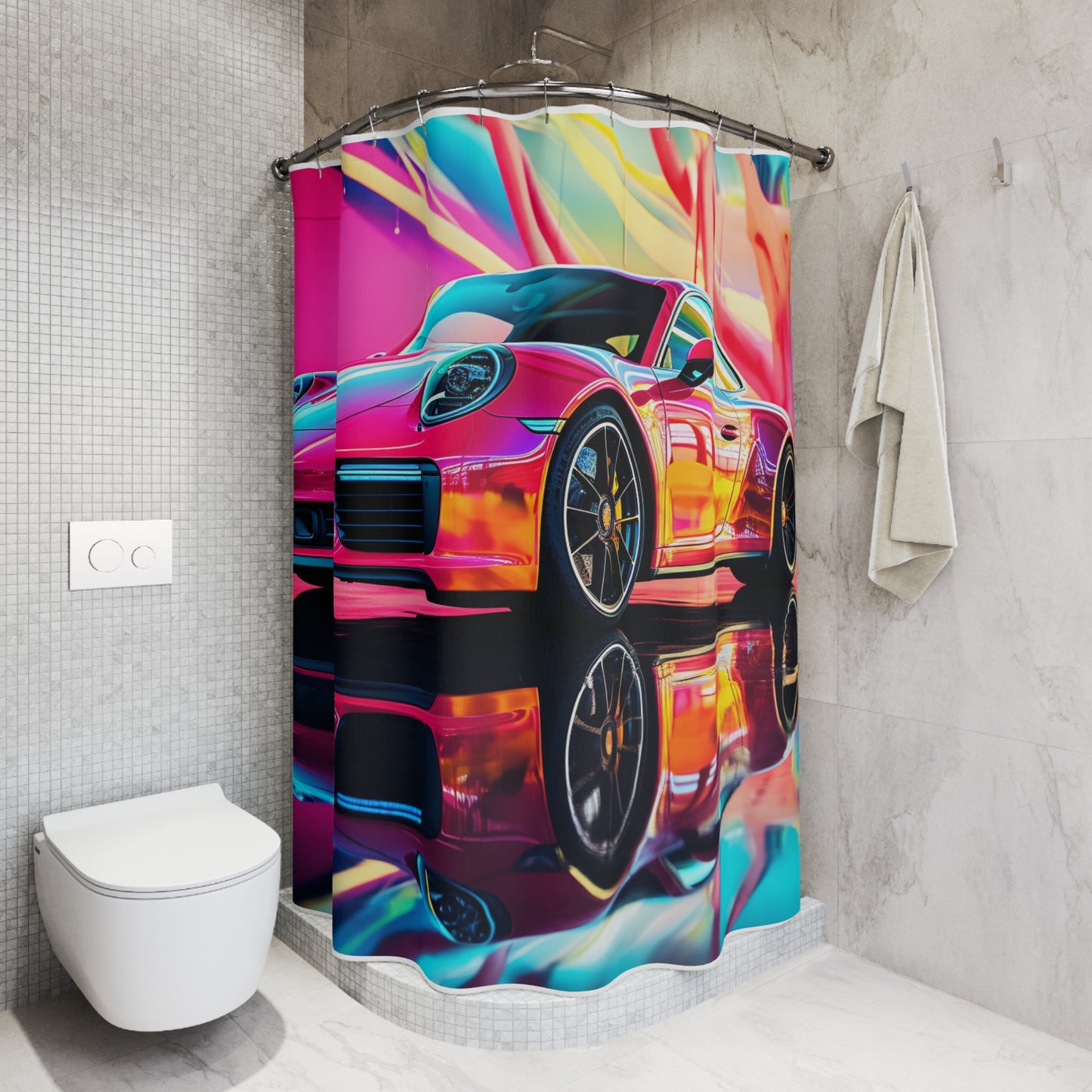 Polyester Shower Curtain Macro Porsche 4