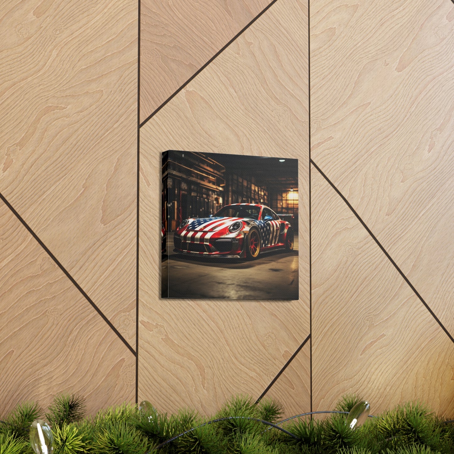 Canvas Gallery Wraps American Flag Porsche 4