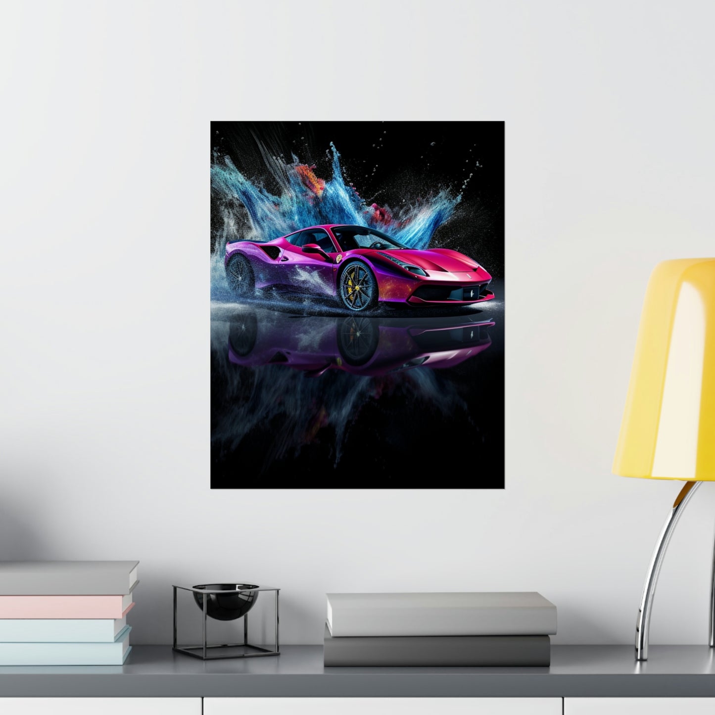 Premium Matte Vertical Posters Ferrari Water Splash 4