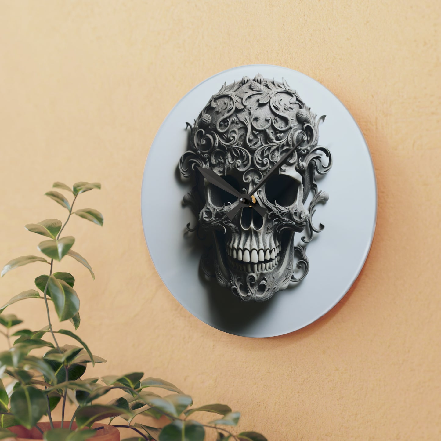 Acrylic Wall Clock Skull Treble Clef 2