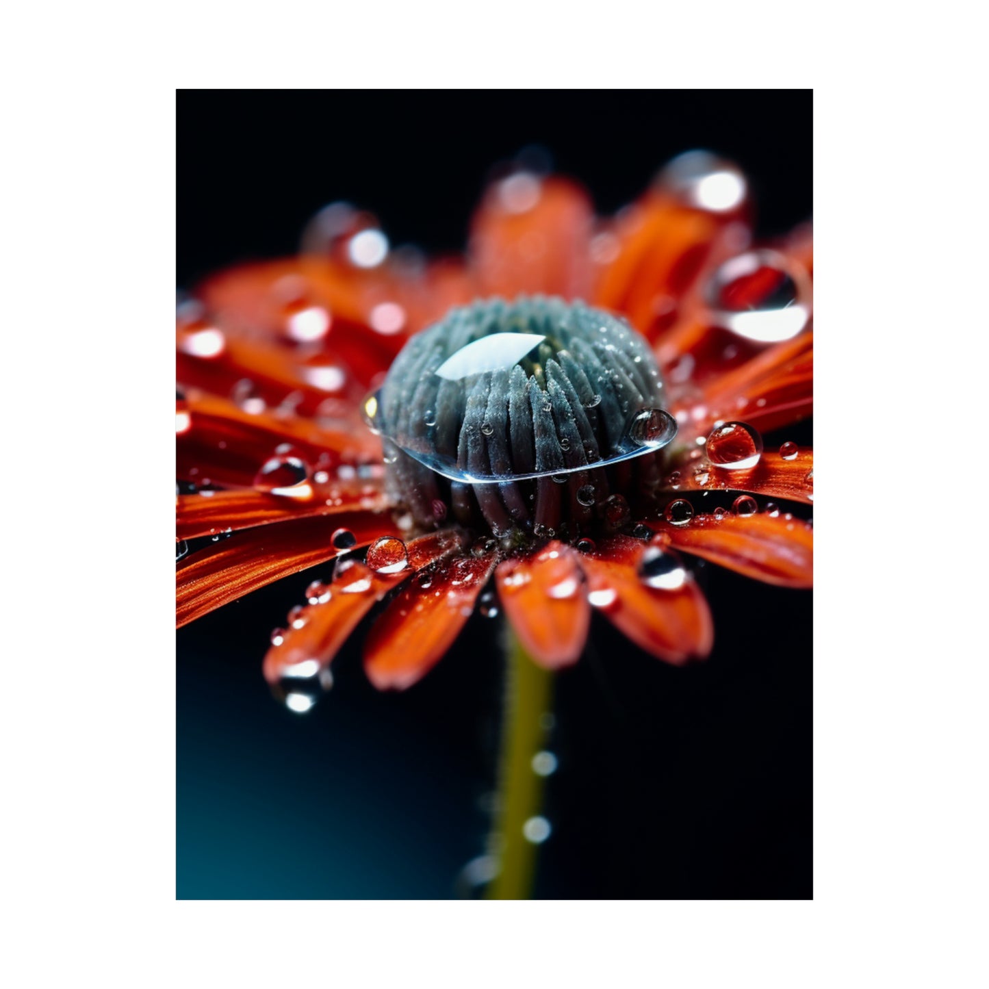 Premium Matte Vertical Posters Water drop Macro Flower 1