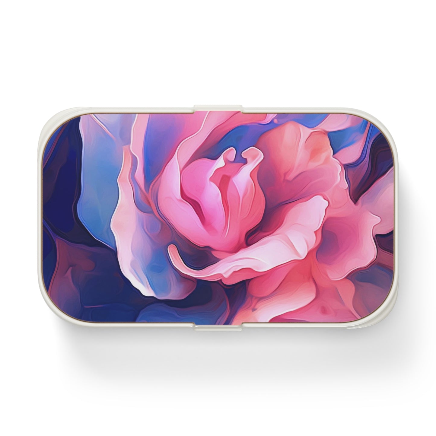 Bento Lunch Box Pink & Blue Tulip Rose 1