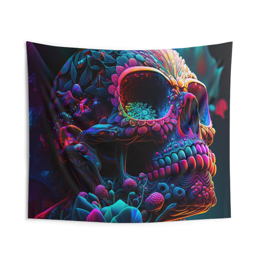 Indoor Wall Tapestries Florescent Skull Death 3