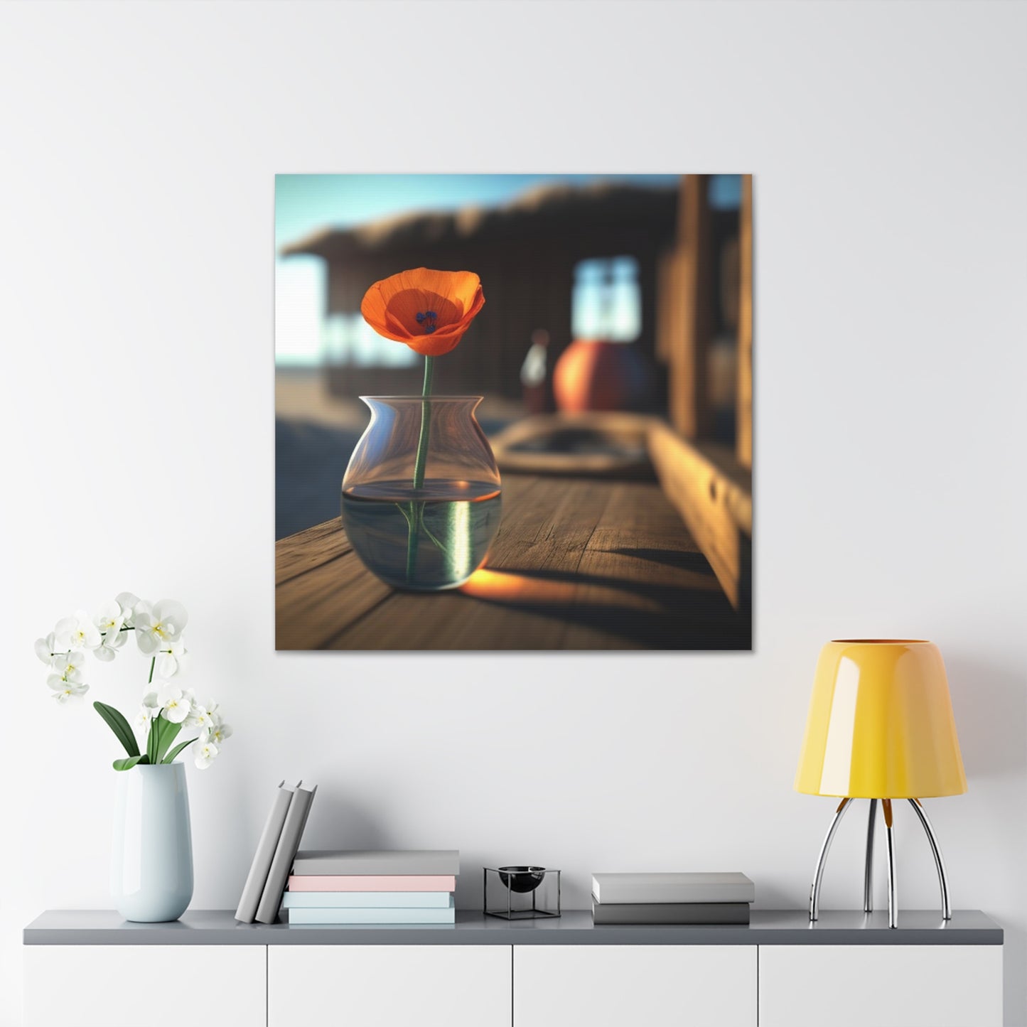 Canvas Gallery Wraps Poppy in a Glass Vase 2