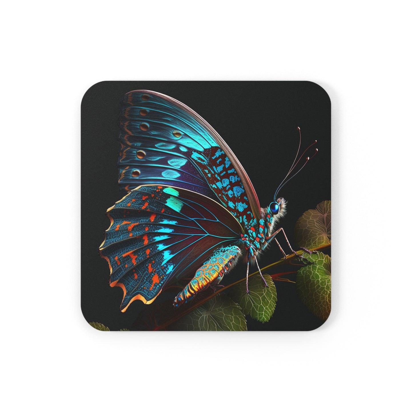 Corkwood Coaster Set Hue Neon Butterfly 2