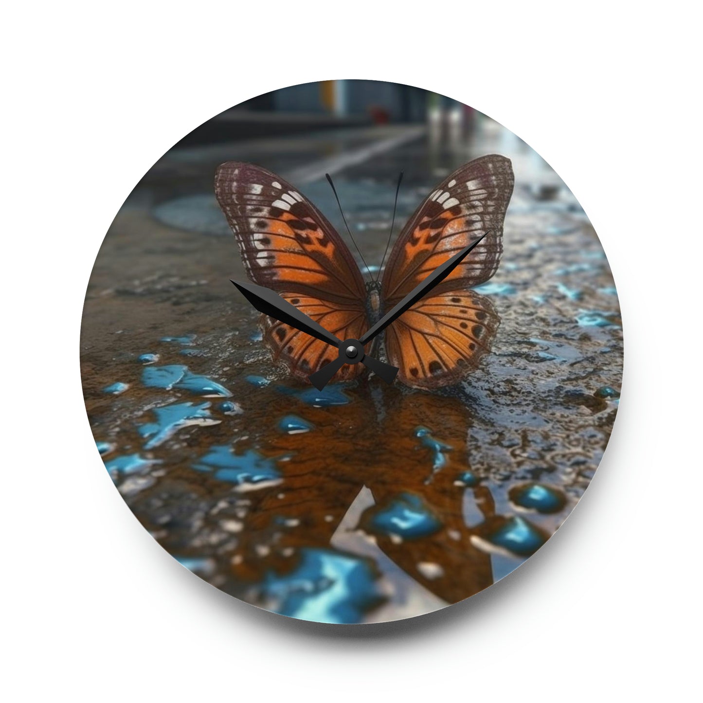 Acrylic Wall Clock Water Butterfly Street 2