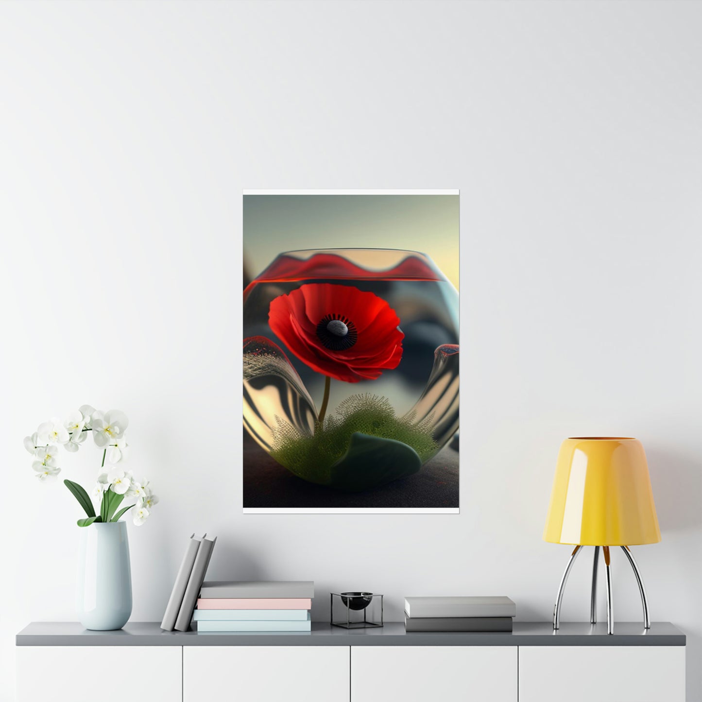 Premium Matte Vertical Posters Red Anemone in a Vase 3