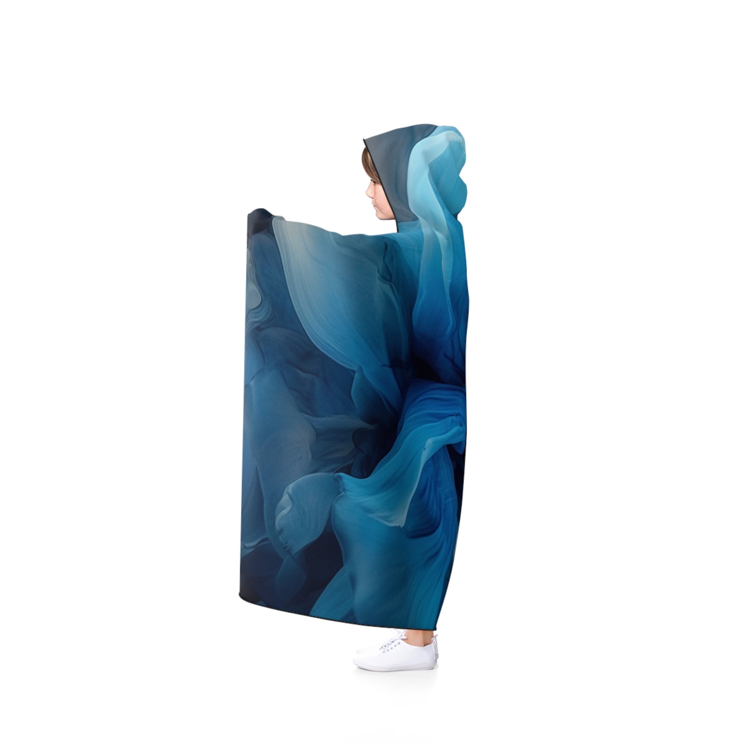 Hooded Blanket Blue Tluip Abstract 2