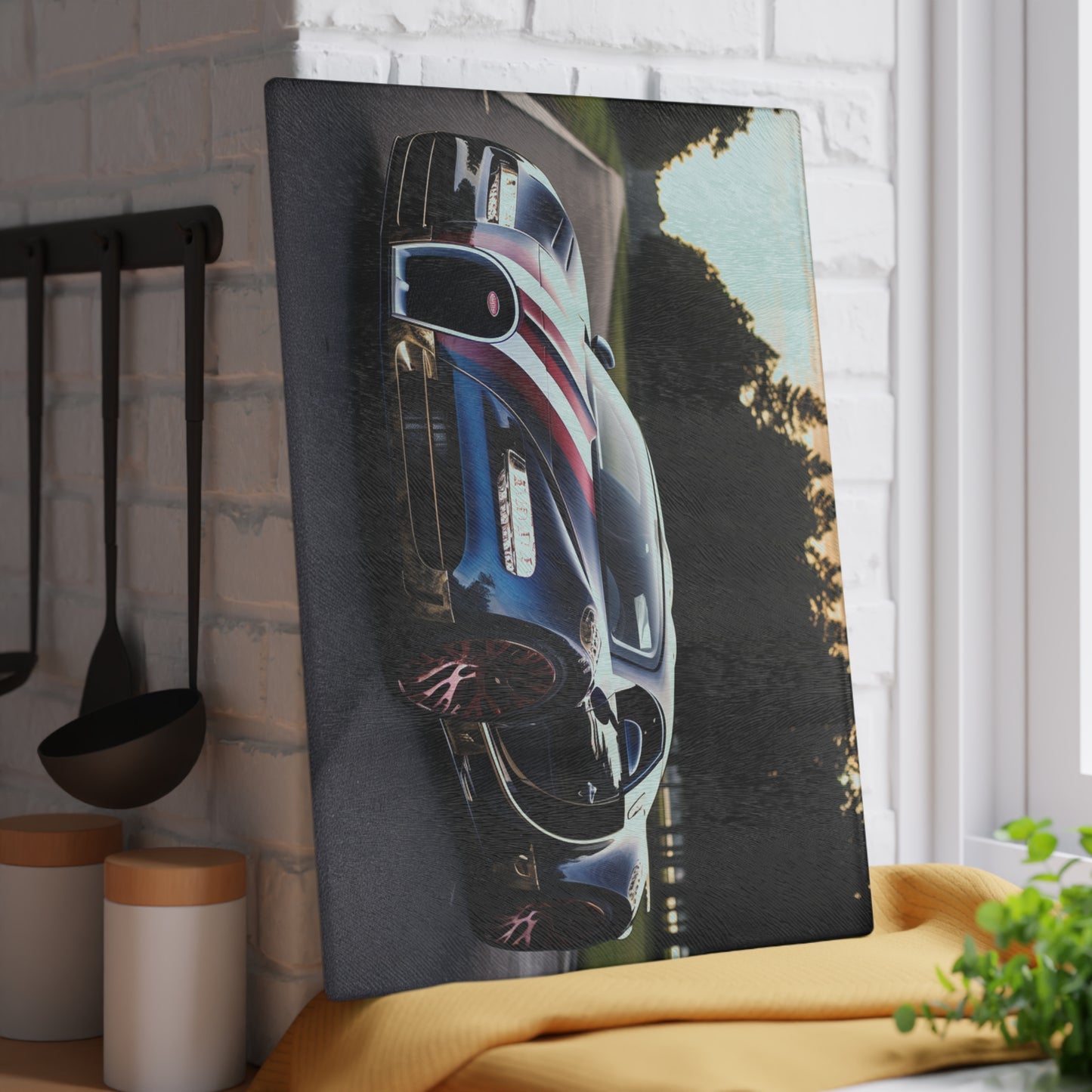 Glass Cutting Board Bugatti Flag American 1