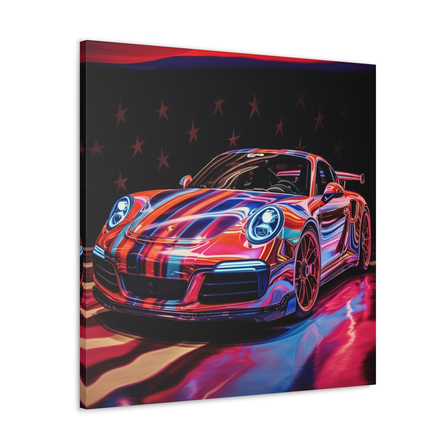 Canvas Gallery Wraps American Flag Colored Porsche 3