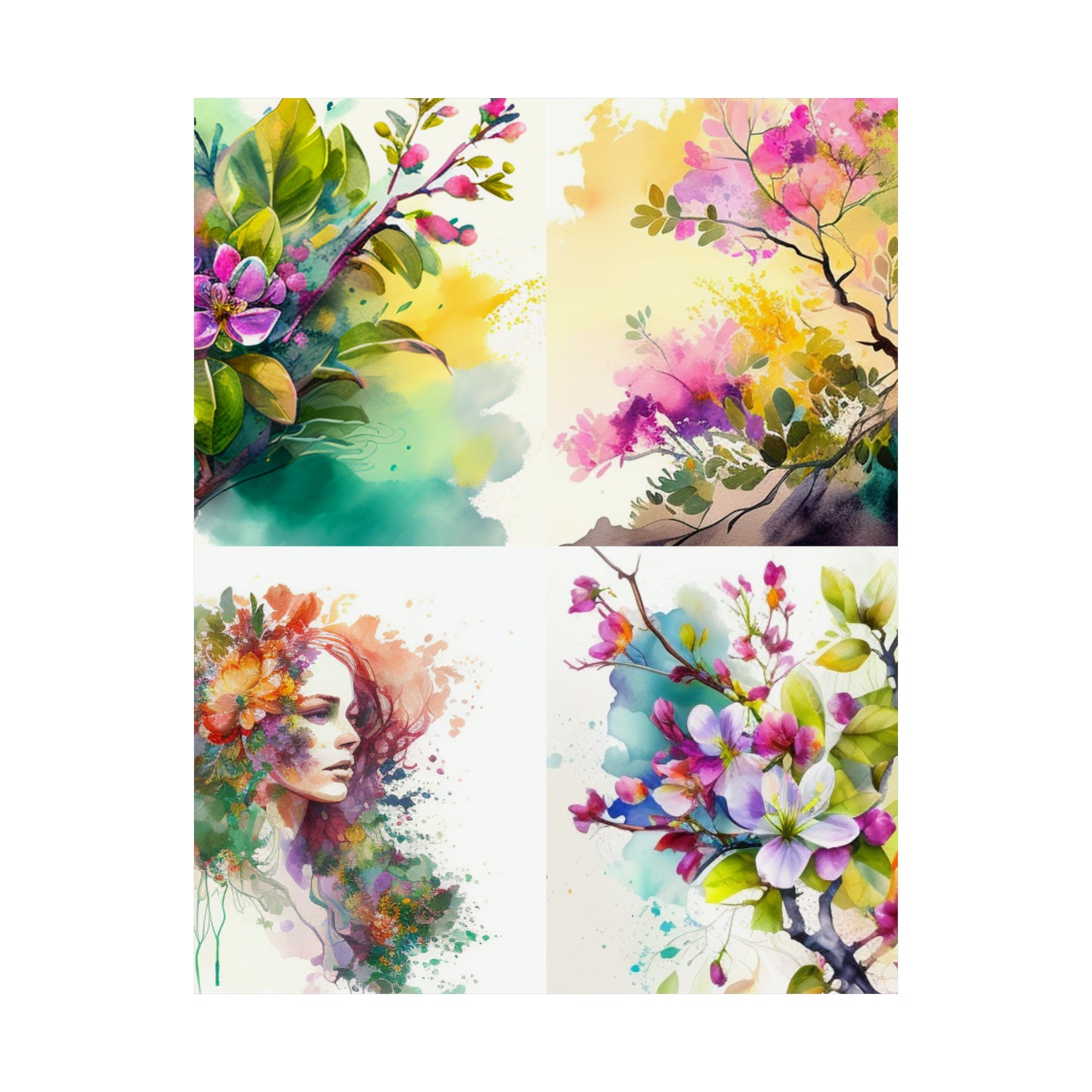 Premium Matte Vertical Posters Mother Nature Bright Spring Colors Realistic Watercolor 5
