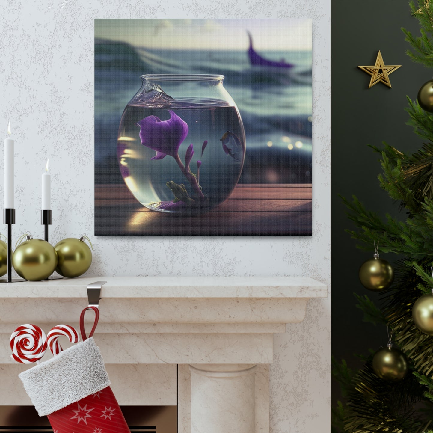 Canvas Gallery Wraps Purple Sweet pea in a vase 1
