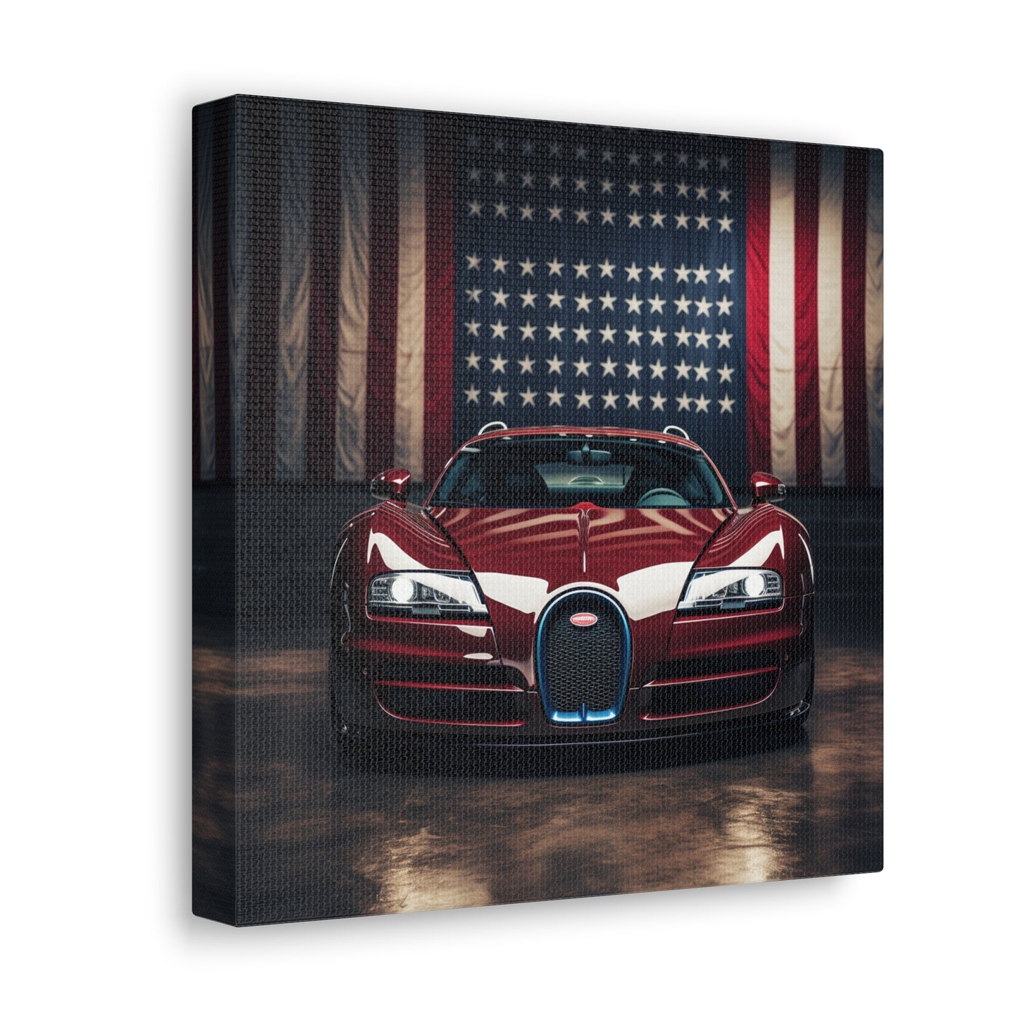 Canvas Gallery Wraps American Flag Background Bugatti 1