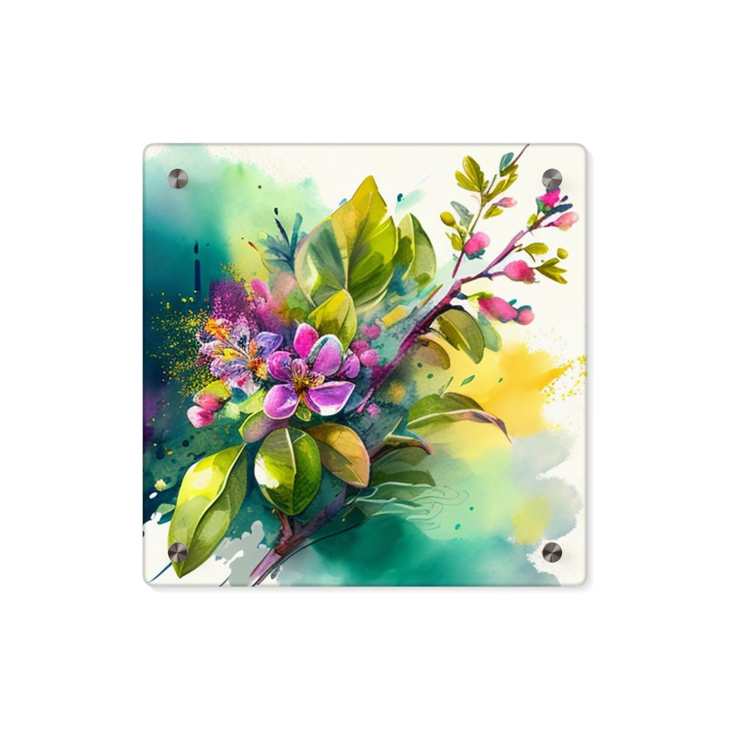 Acrylic Wall Art Panels Mother Nature Bright Spring Colors Realistic Watercolor 1