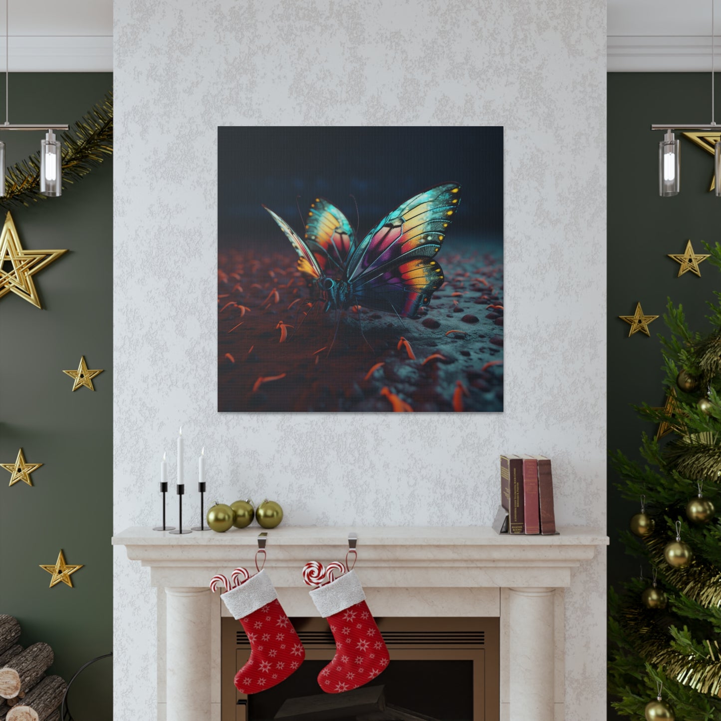 Canvas Gallery Wraps Hyper Colorful Butterfly Macro 1