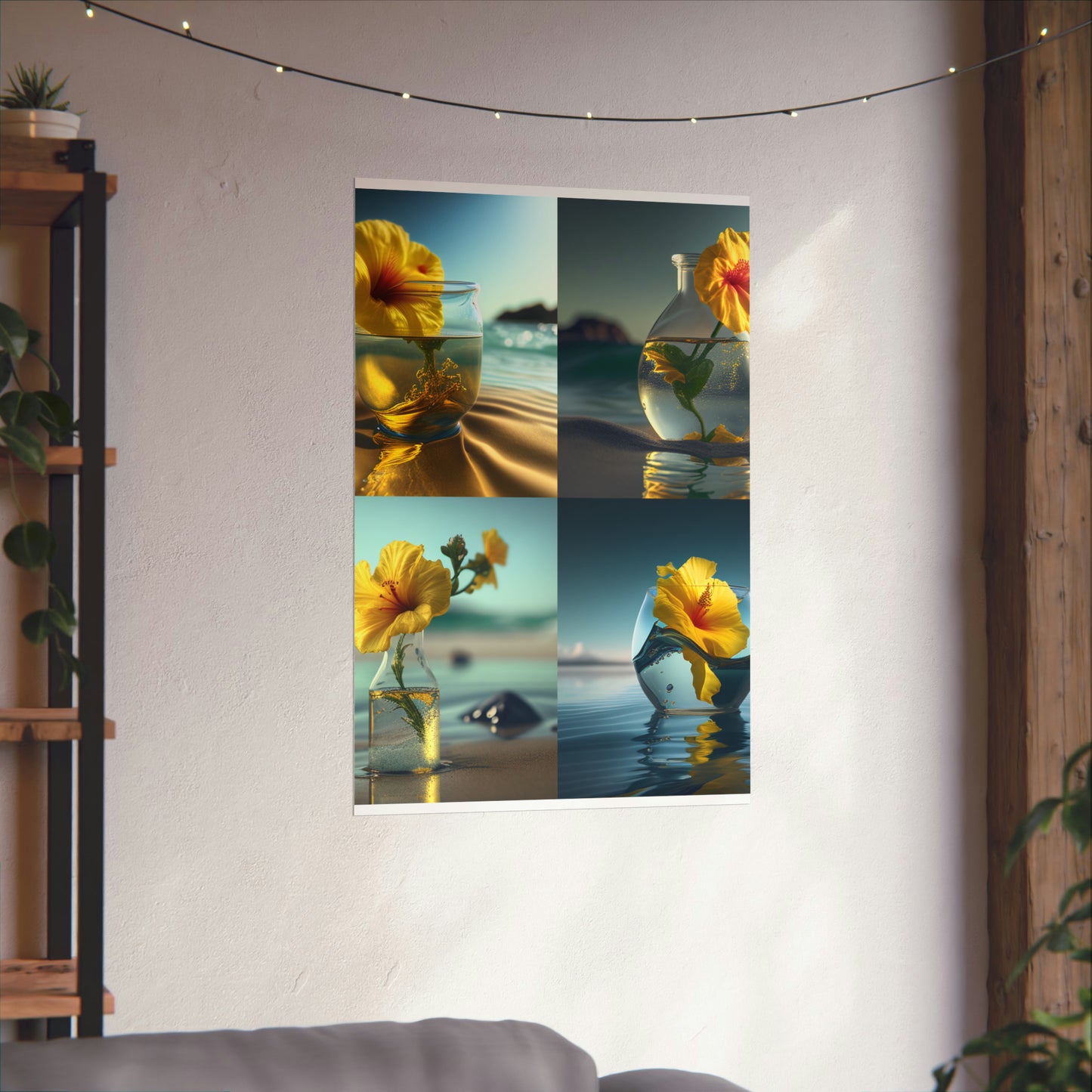 Premium Matte Vertical Posters Yellow Hibiscus glass 5