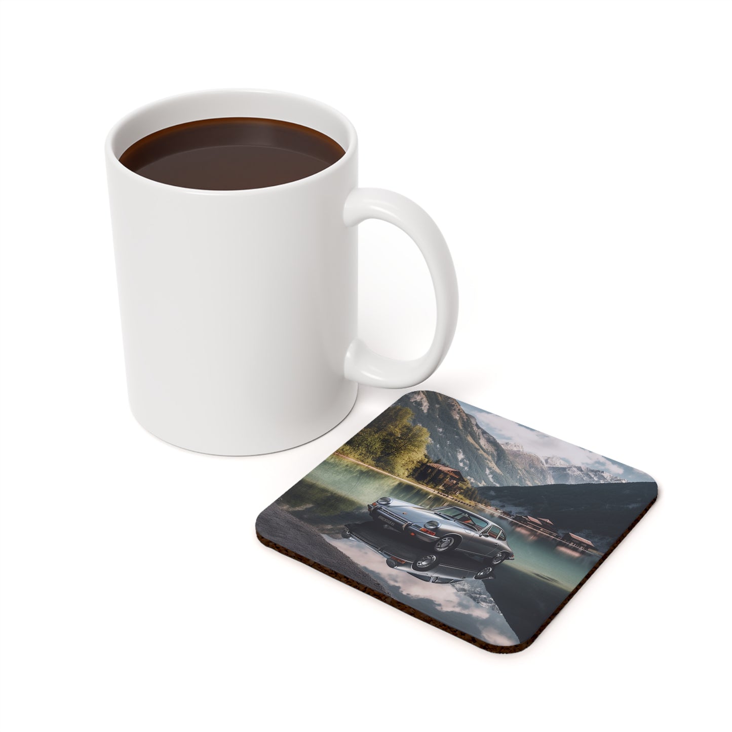 Cork Back Coaster Porsche Lake 2