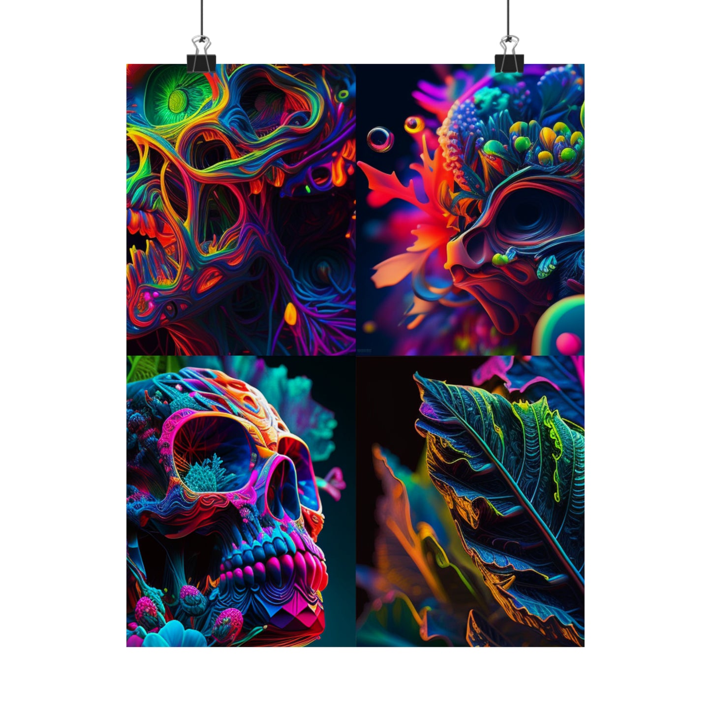 Premium Matte Vertical Posters Florescent Skull Death 5