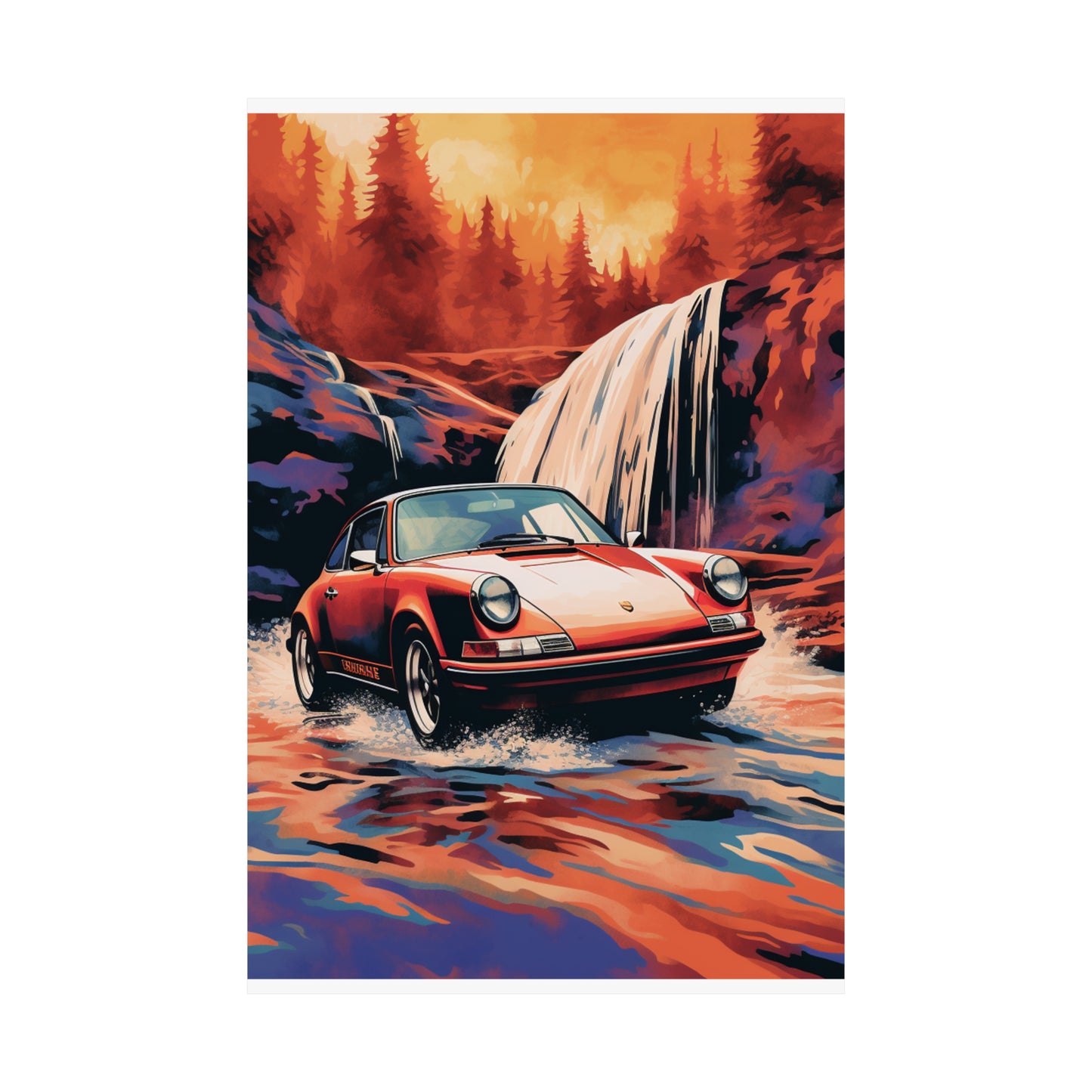 Premium Matte Vertical Posters American Flag Porsche Abstract 4