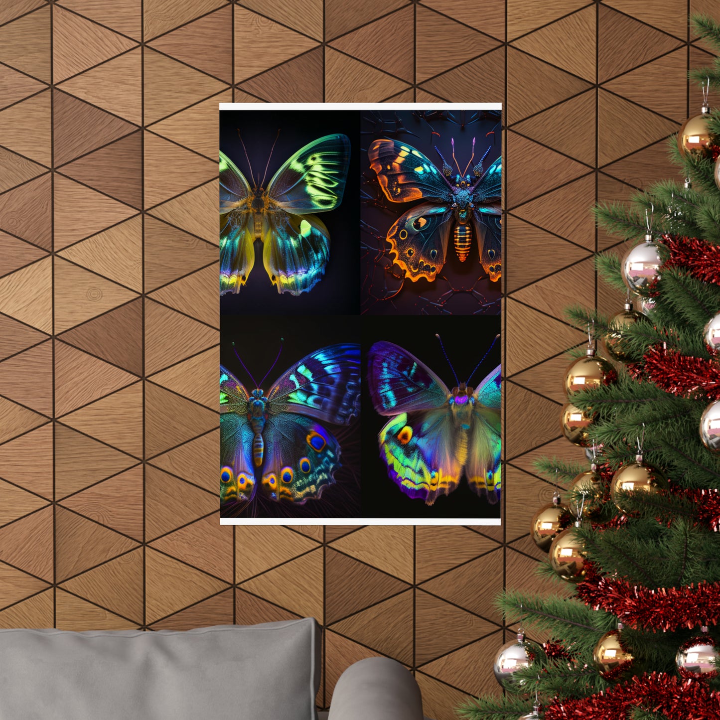 Premium Matte Vertical Posters Neon Hue Butterfly 5