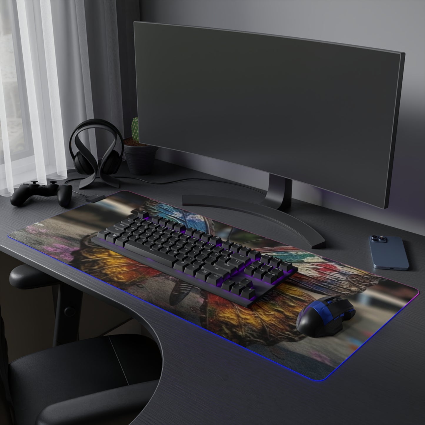 LED Gaming Mouse Pad Liquid Street Butterfly 3