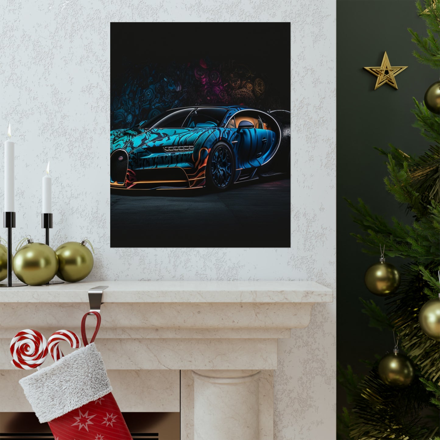 Premium Matte Vertical Posters Bugatti Blue 3