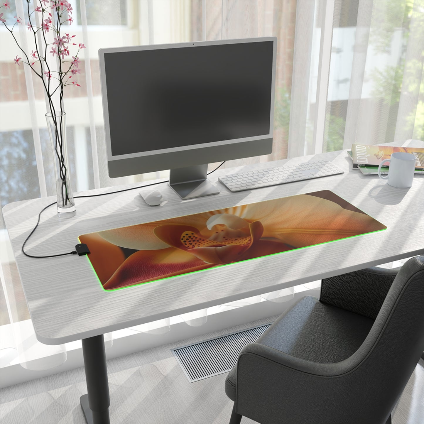 LED Gaming Mouse Pad Orange Orchid 3