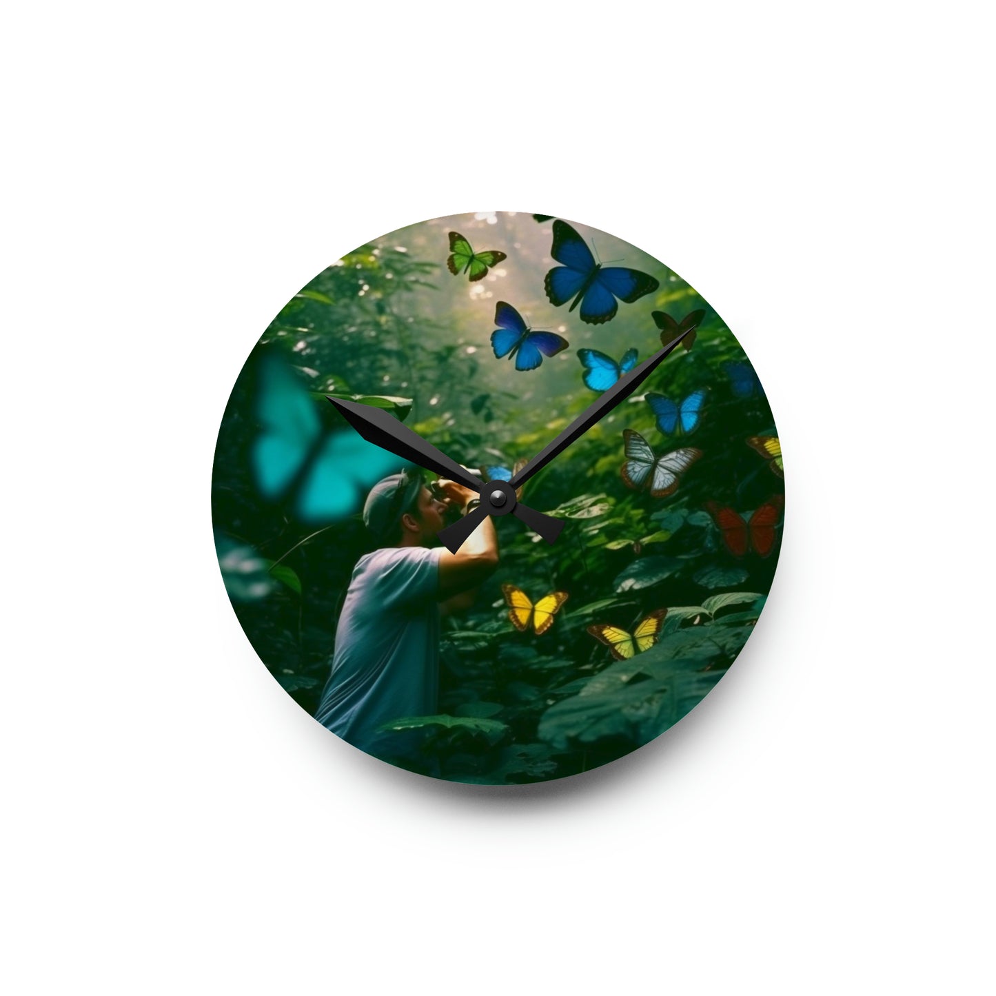 Acrylic Wall Clock Jungle Butterfly 1