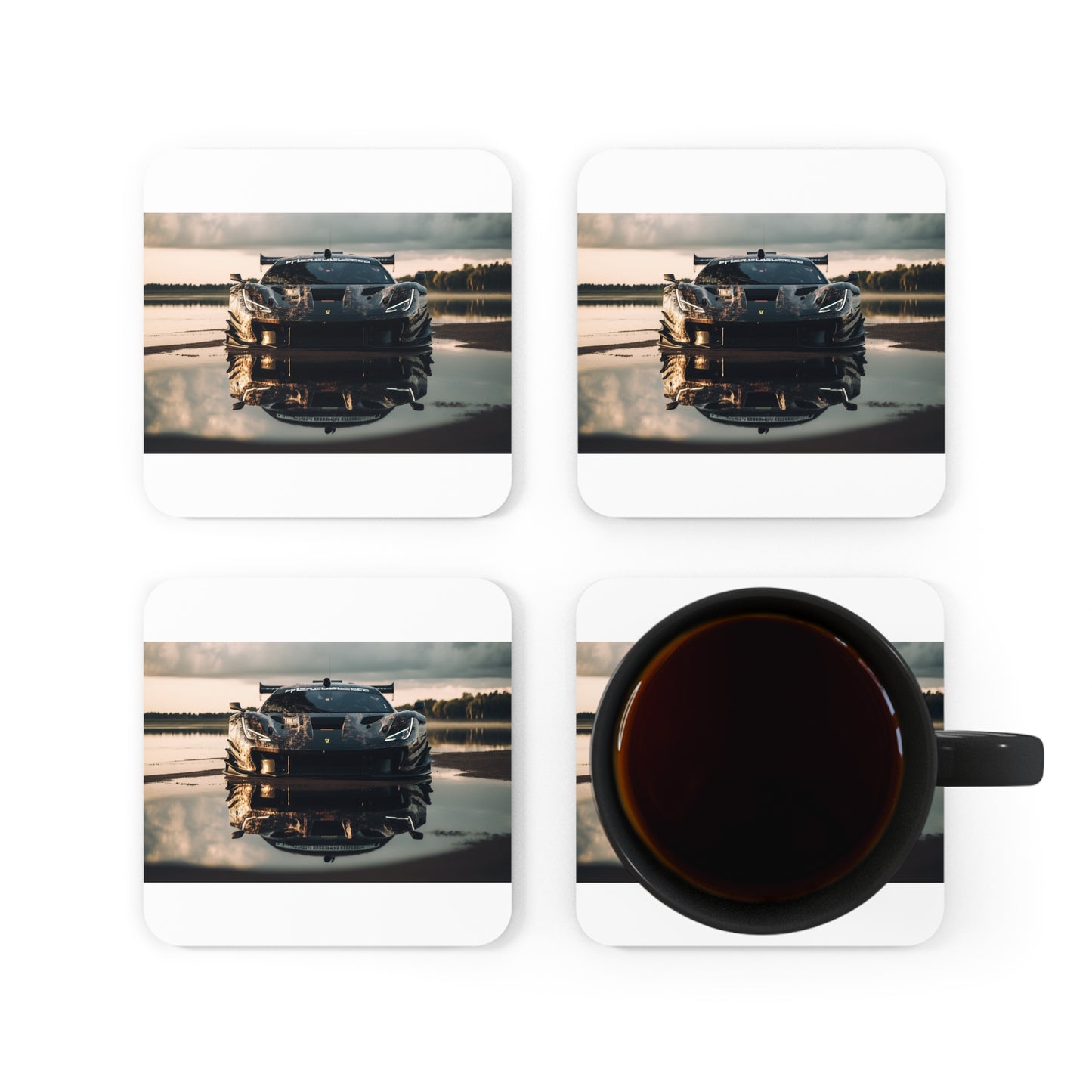 Corkwood Coaster Set Ferrari Lake 3