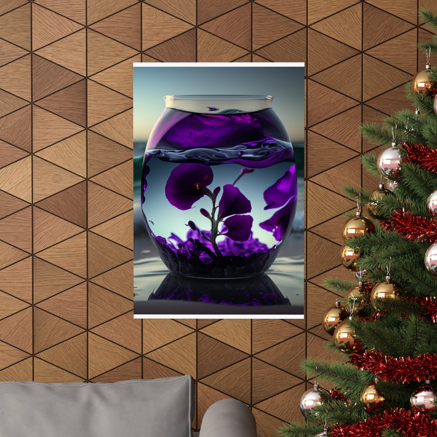 Premium Matte Vertical Posters Purple Sweet pea in a vase 4