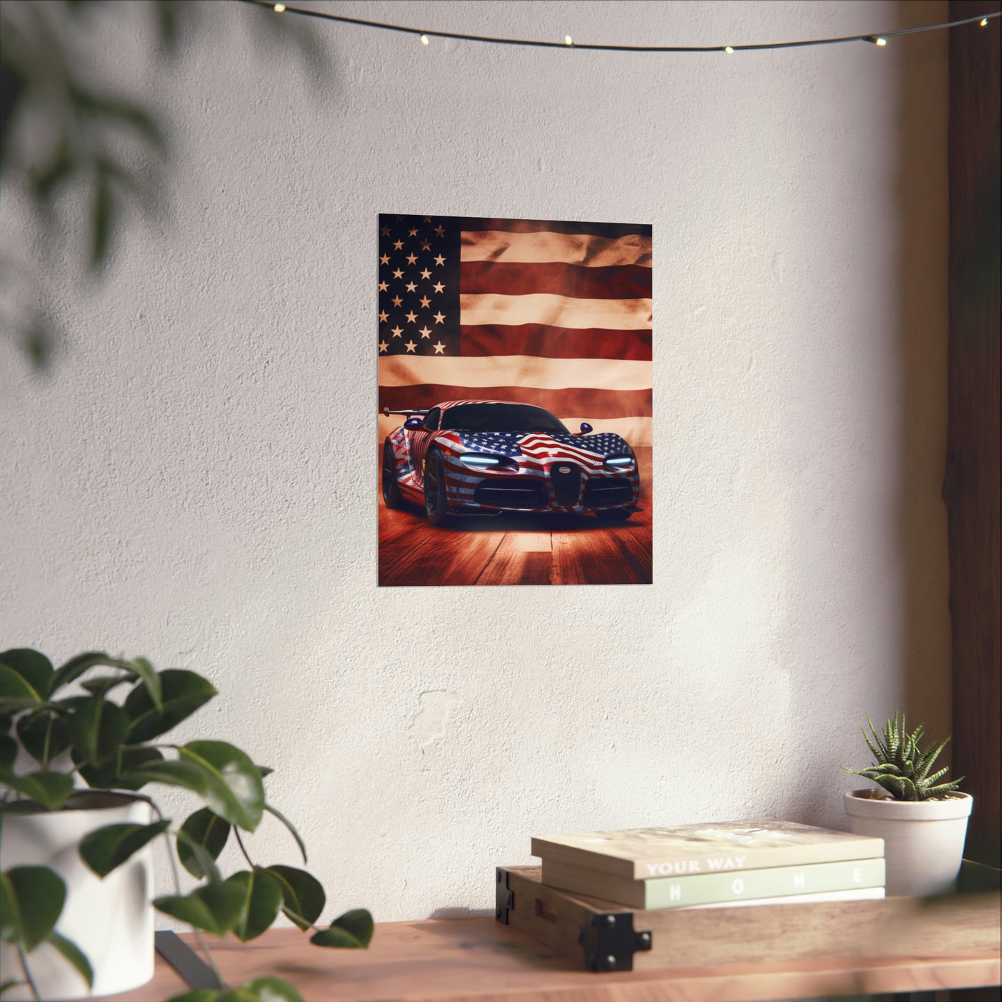 Premium Matte Vertical Posters Abstract American Flag Background Bugatti 2