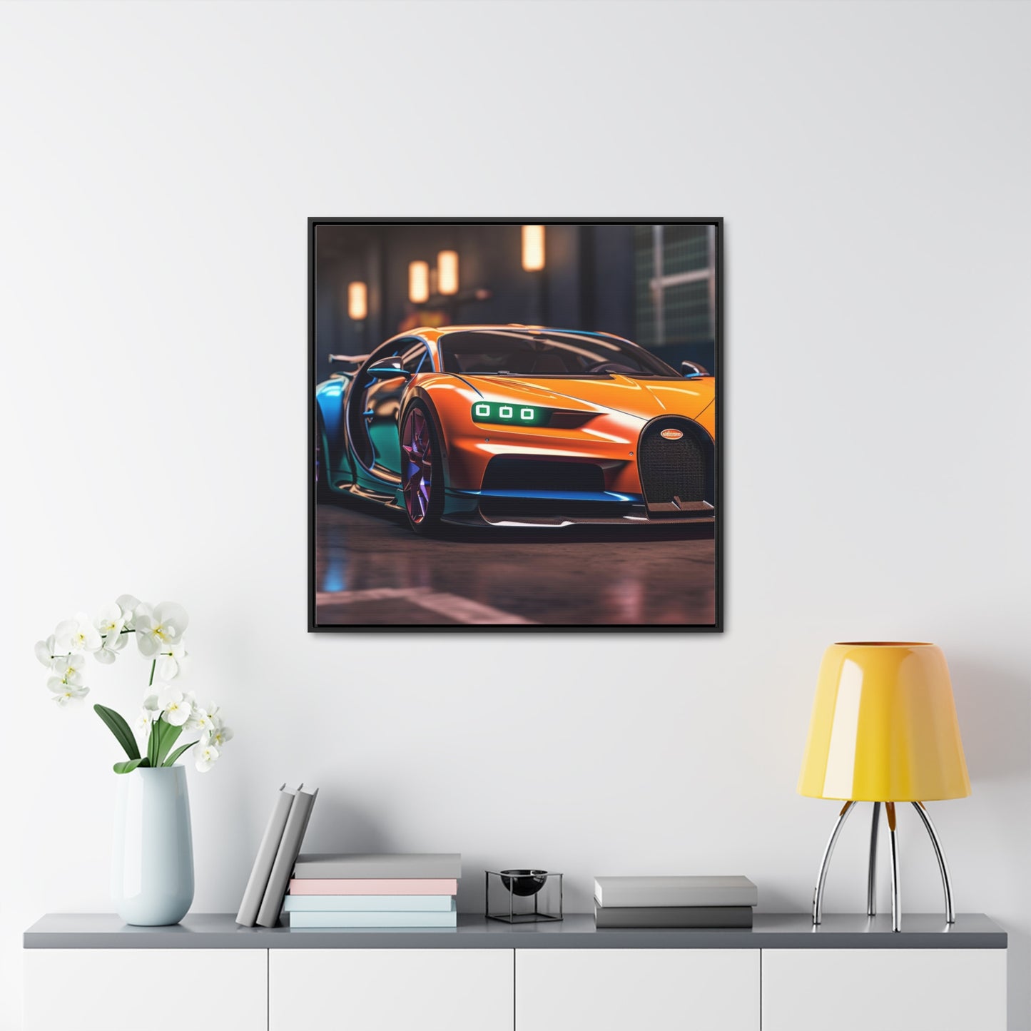 Gallery Canvas Wraps, Square Frame Hyper Bugatti Neon Chiron 1