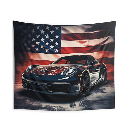 Indoor Wall Tapestries Abstract American Flag Background Porsche 2