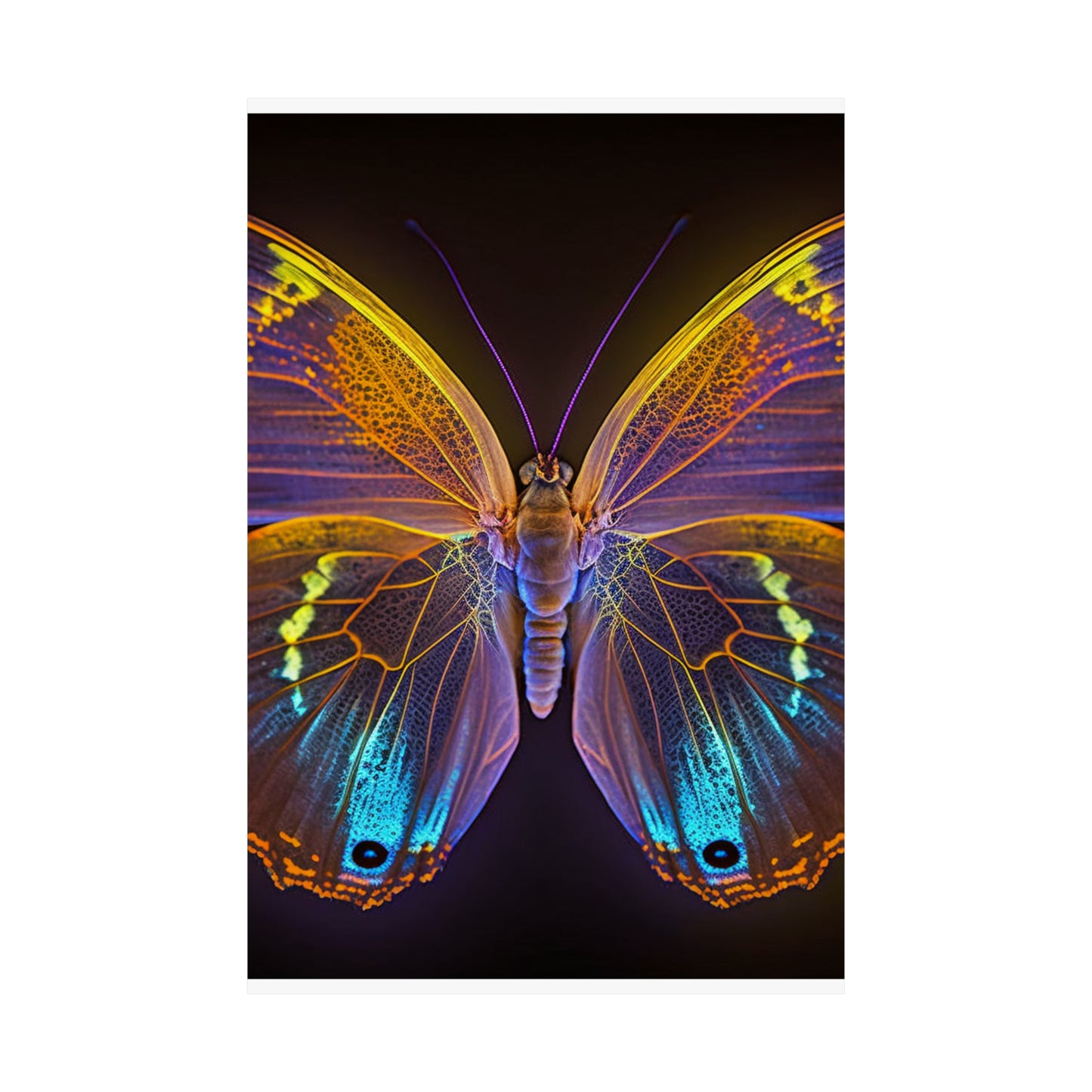 Premium Matte Vertical Posters Neon Butterfly Flair 2