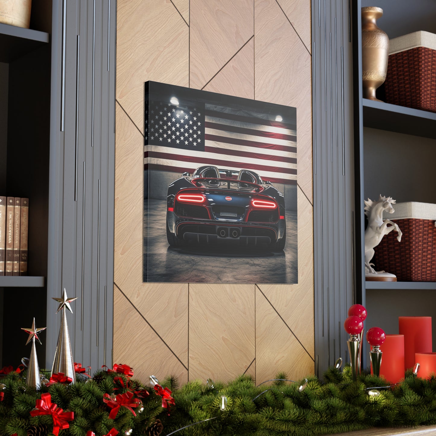 Canvas Gallery Wraps American Flag Background Bugatti 4