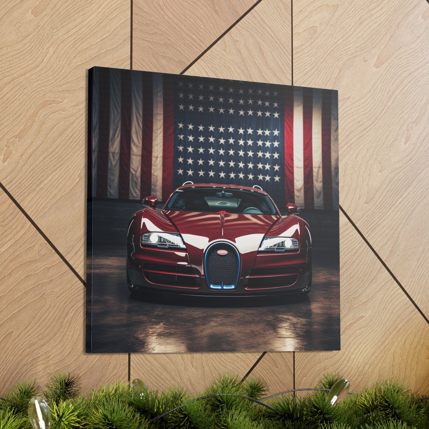 Canvas Gallery Wraps American Flag Background Bugatti 1