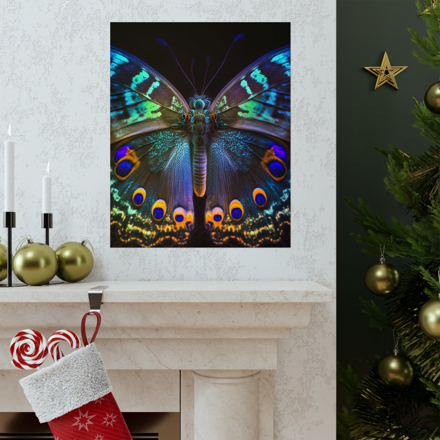 Premium Matte Vertical Posters Neon Hue Butterfly 3