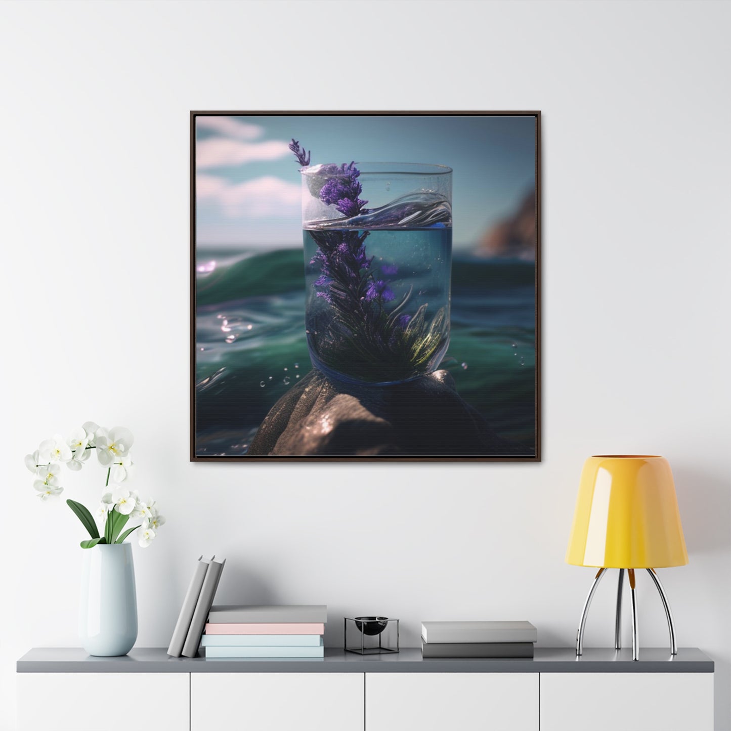 Gallery Canvas Wraps, Square Frame Lavender in a vase 2