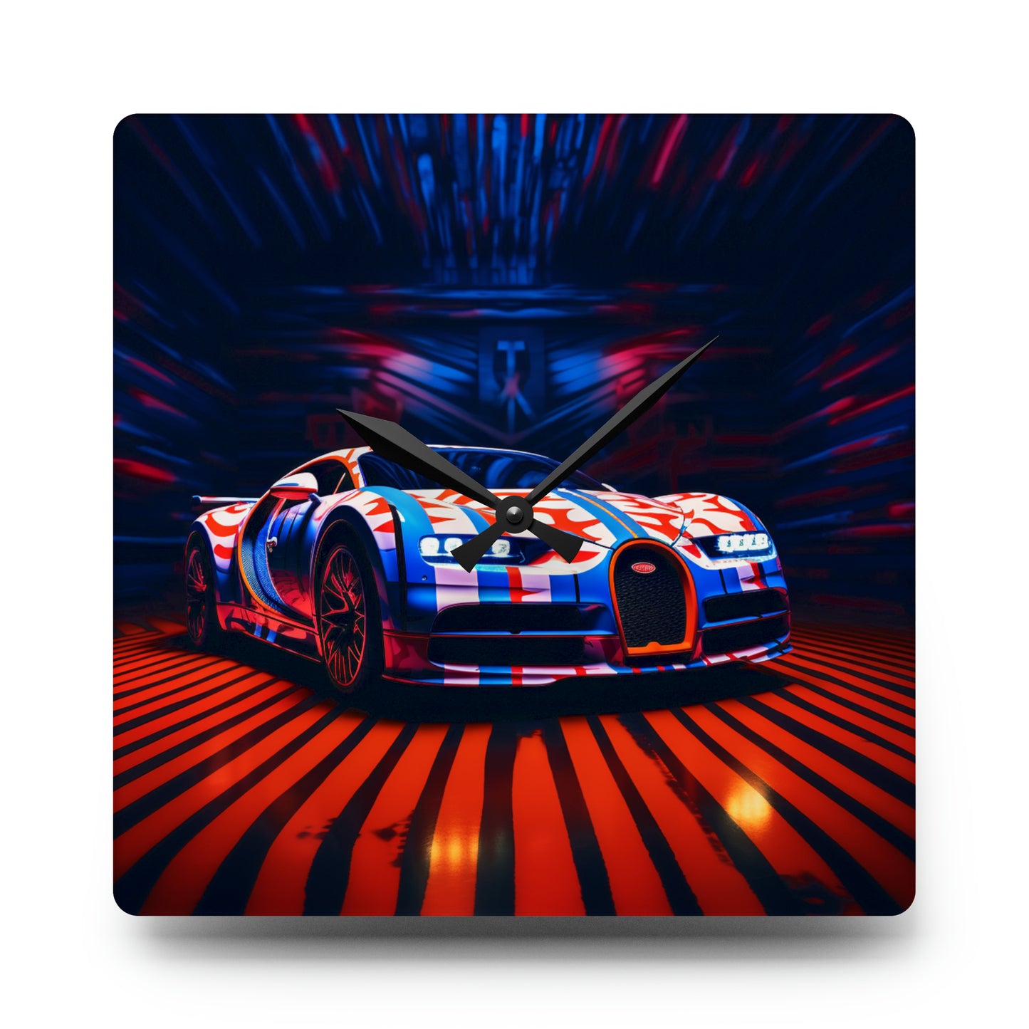 Acrylic Wall Clock Macro Bugatti American Flag 1