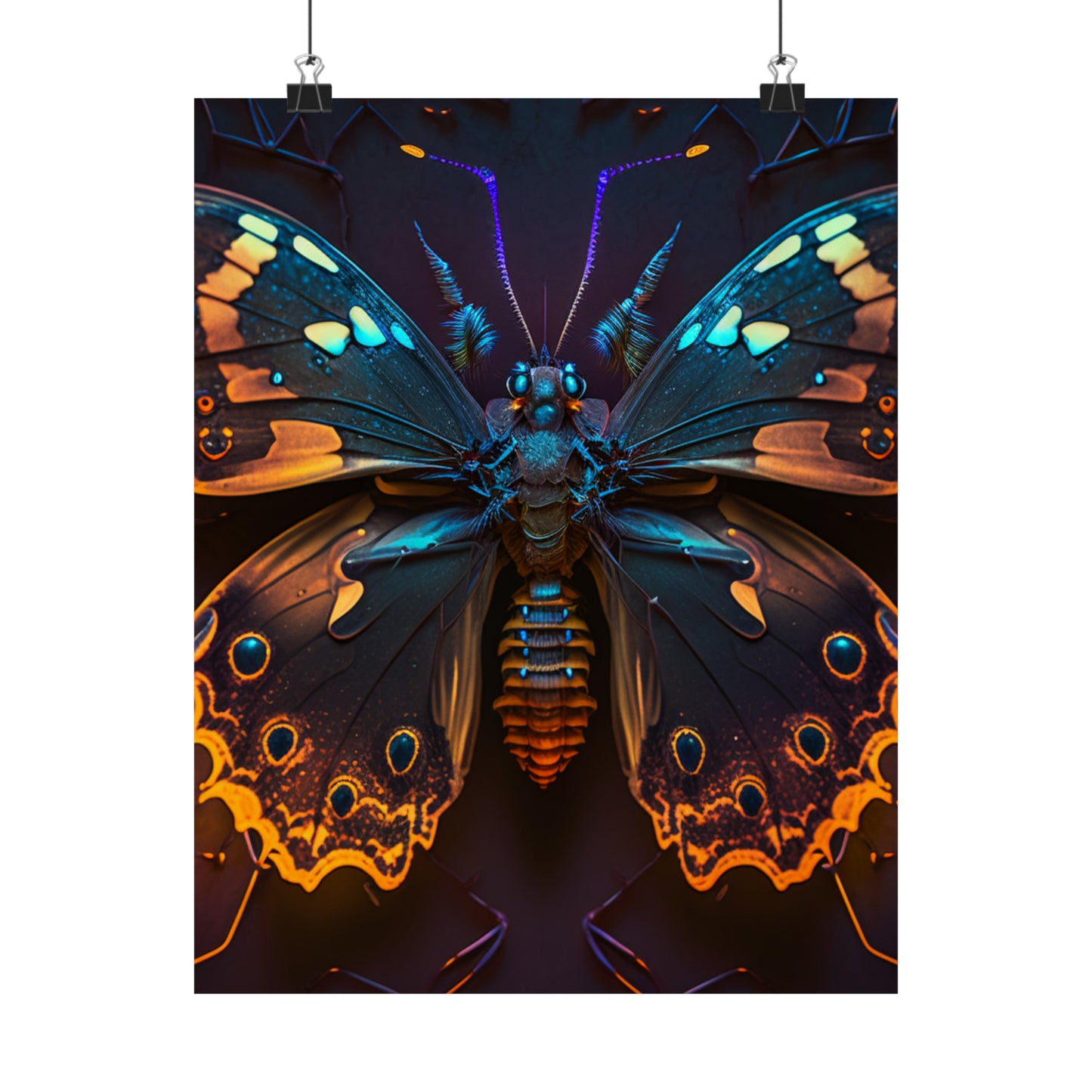 Premium Matte Vertical Posters Neon Hue Butterfly 2