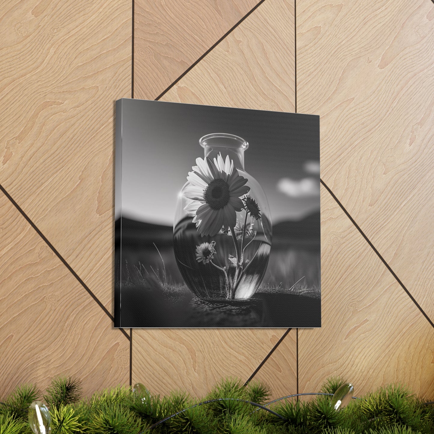 Canvas Gallery Wraps Yellw Sunflower in a vase 4