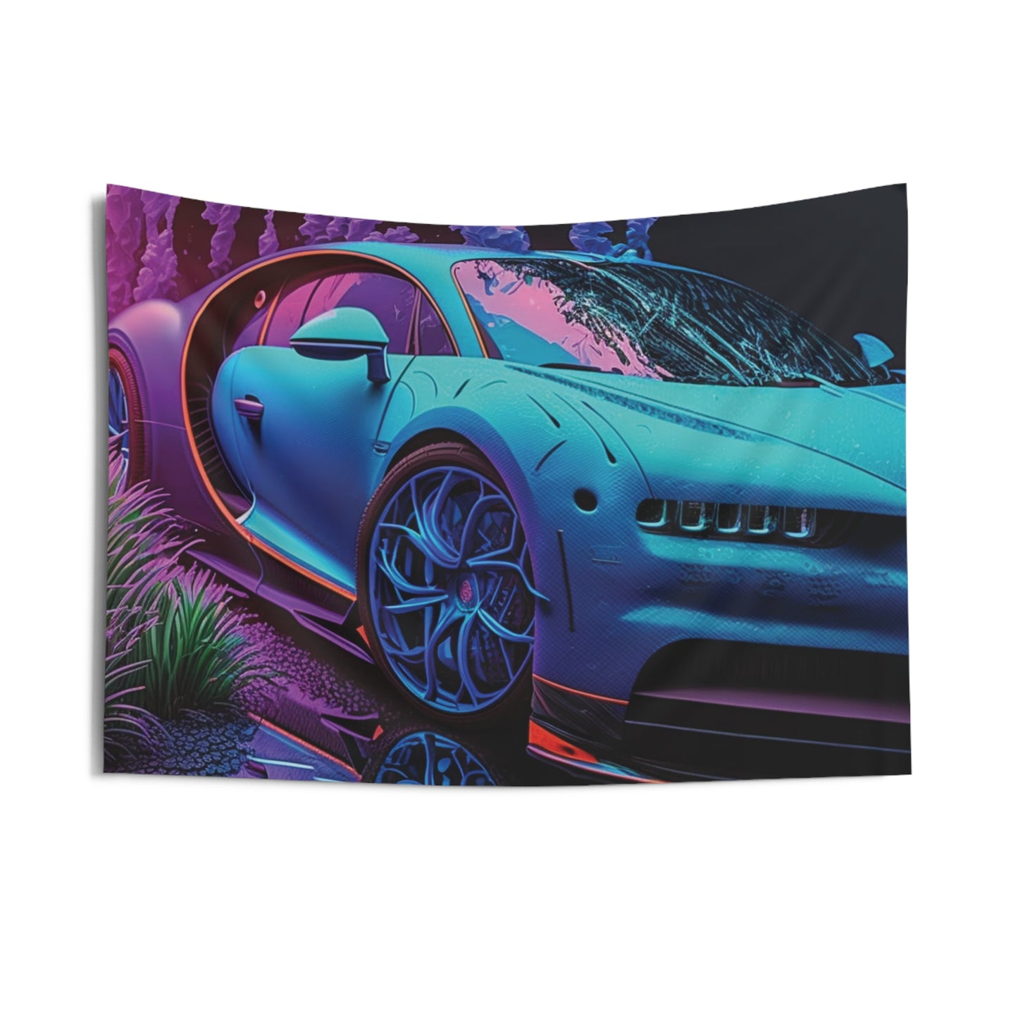 Indoor Wall Tapestries Bugatti Neon Chiron 2