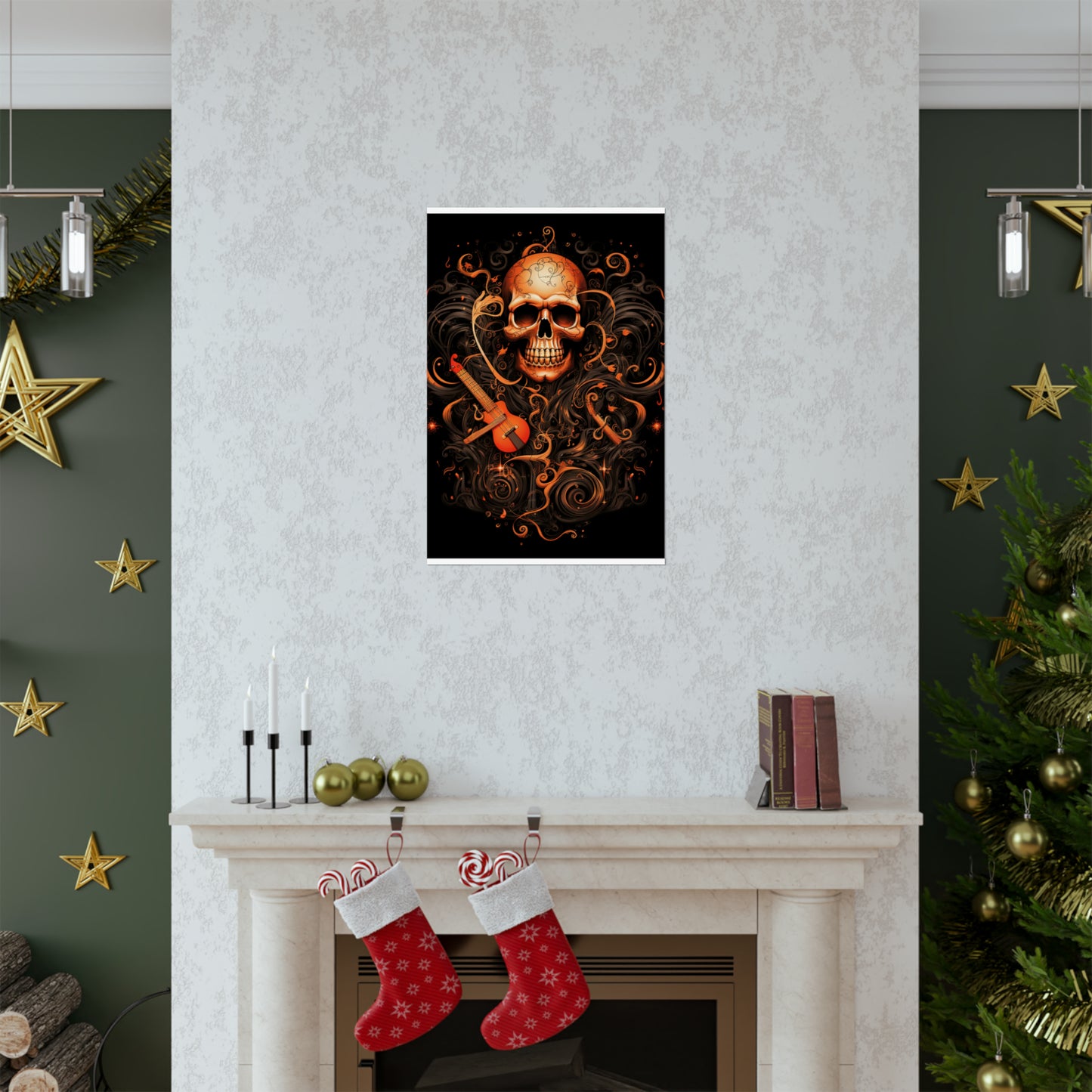 Premium Matte Vertical Posters Skull Treble Clef 4