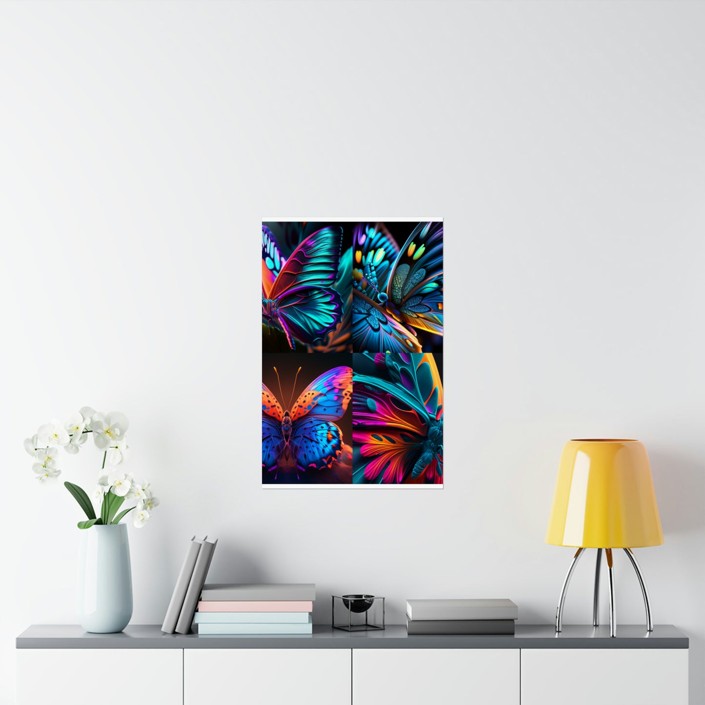 Premium Matte Vertical Posters Neon Butterfly Macro 5