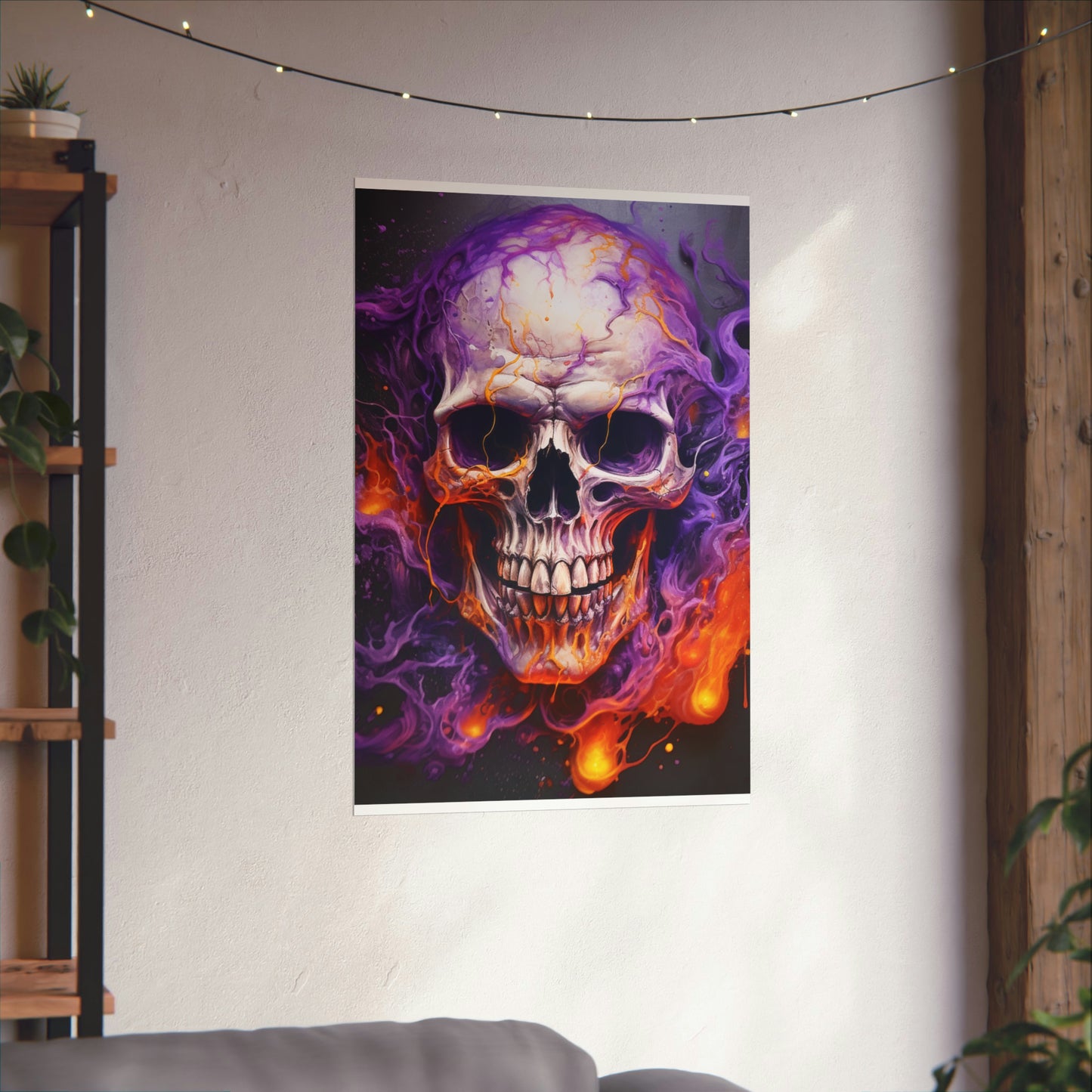 Premium Matte Vertical Posters Skull Flames 2