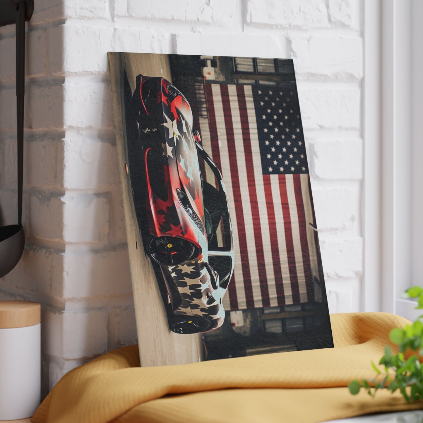 Glass Cutting Board American Flag Farrari 1