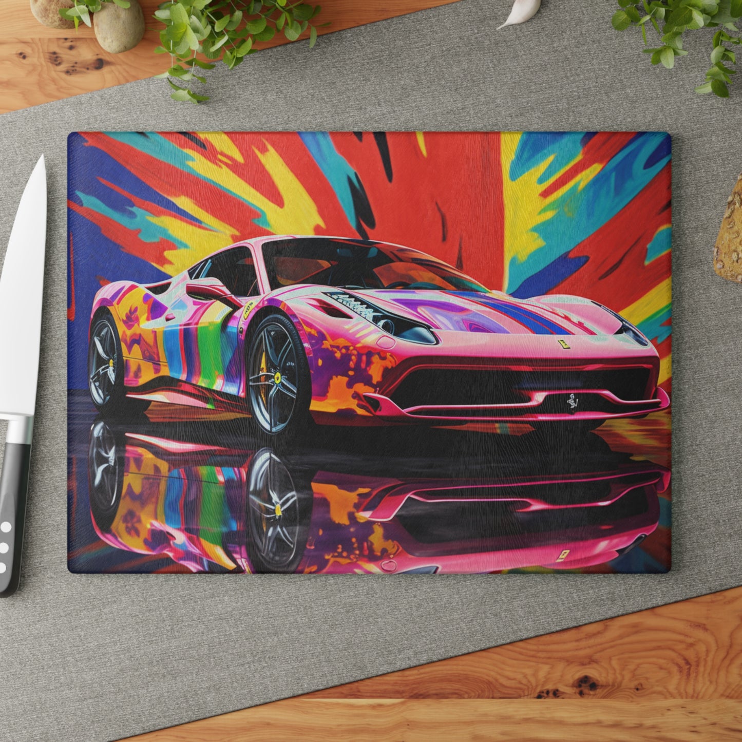 Glass Cutting Board Hyper Colorfull Ferrari 3