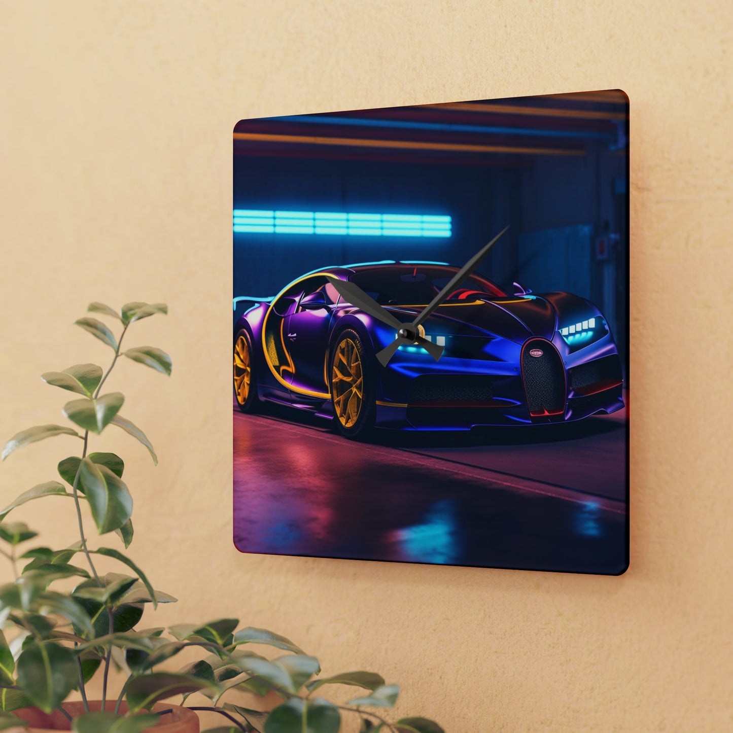 Acrylic Wall Clock Hyper Bugatti Neon Chiron 4
