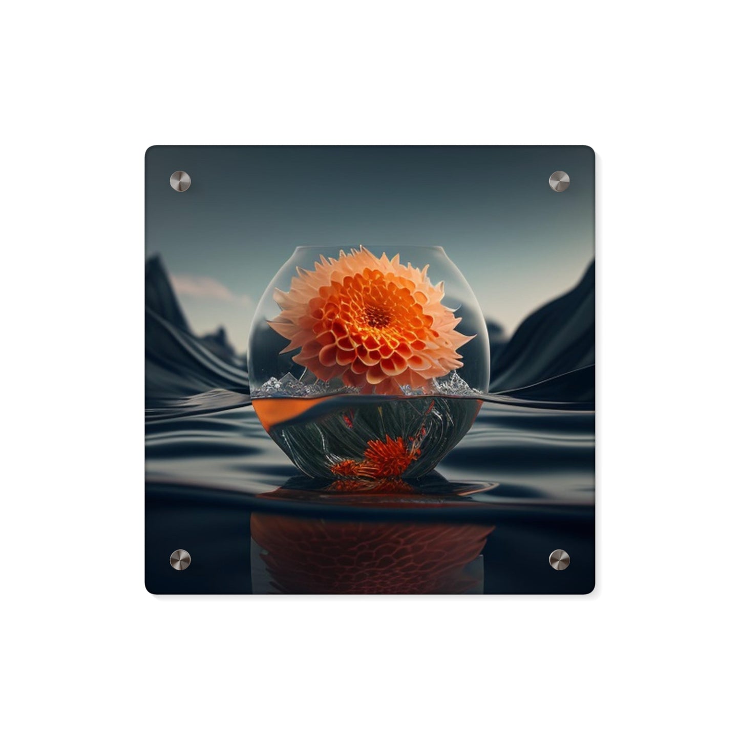 Acrylic Wall Art Panels Dahlia Orange 3