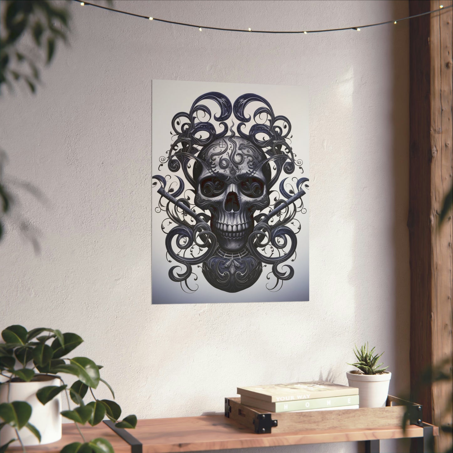 Premium Matte Vertical Posters Skull Treble Clef 1